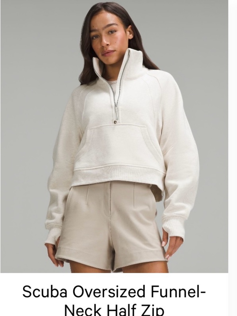 lululemon athletica Cream Scuba Oversized Funnel-Neck Half-Zip Jacket